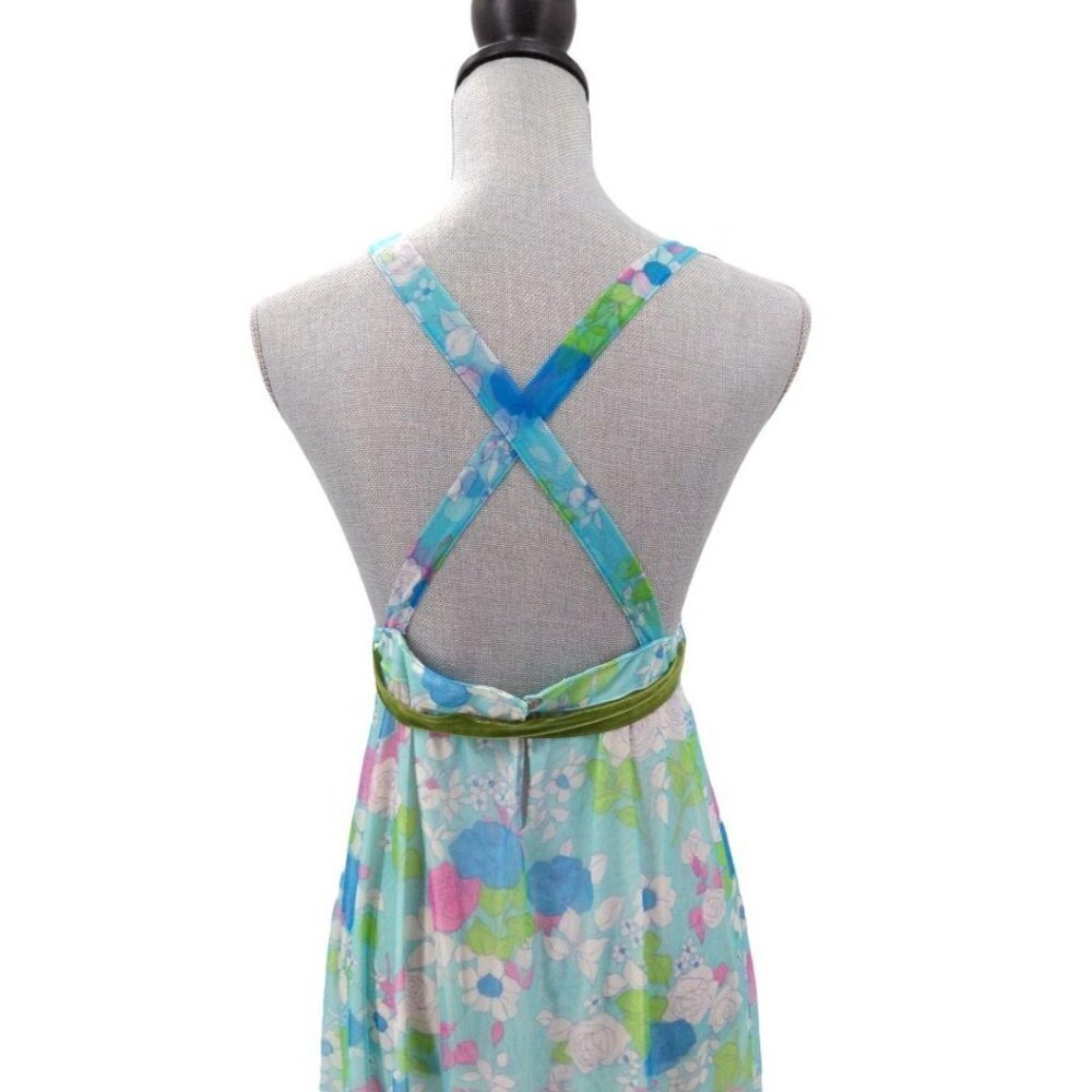 Vintage Nightgown Small 70s Long Floral Adjustable Straps Semi Sheer Boho Hippie - Picture 6 of 12
